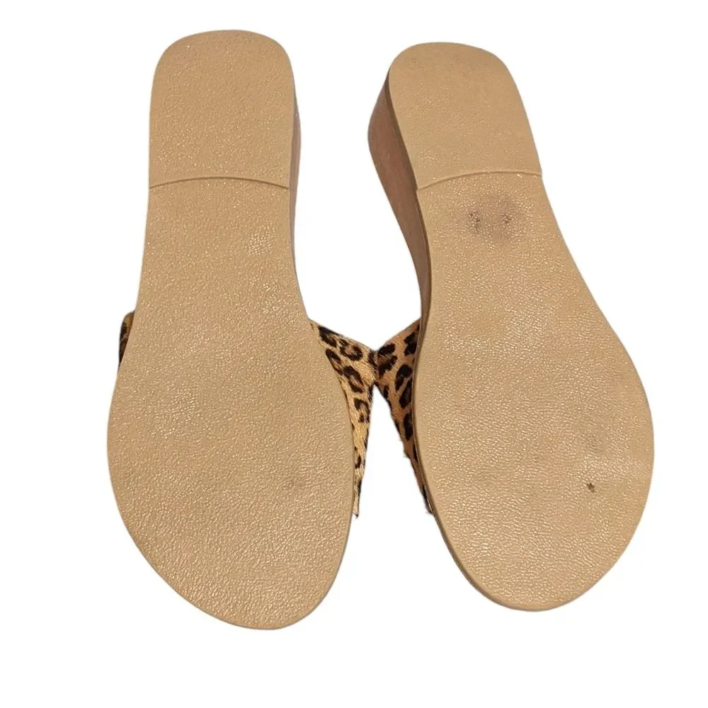 Matisse Beach Tiki cowhide leather slide sandal size 9M animal leopard print